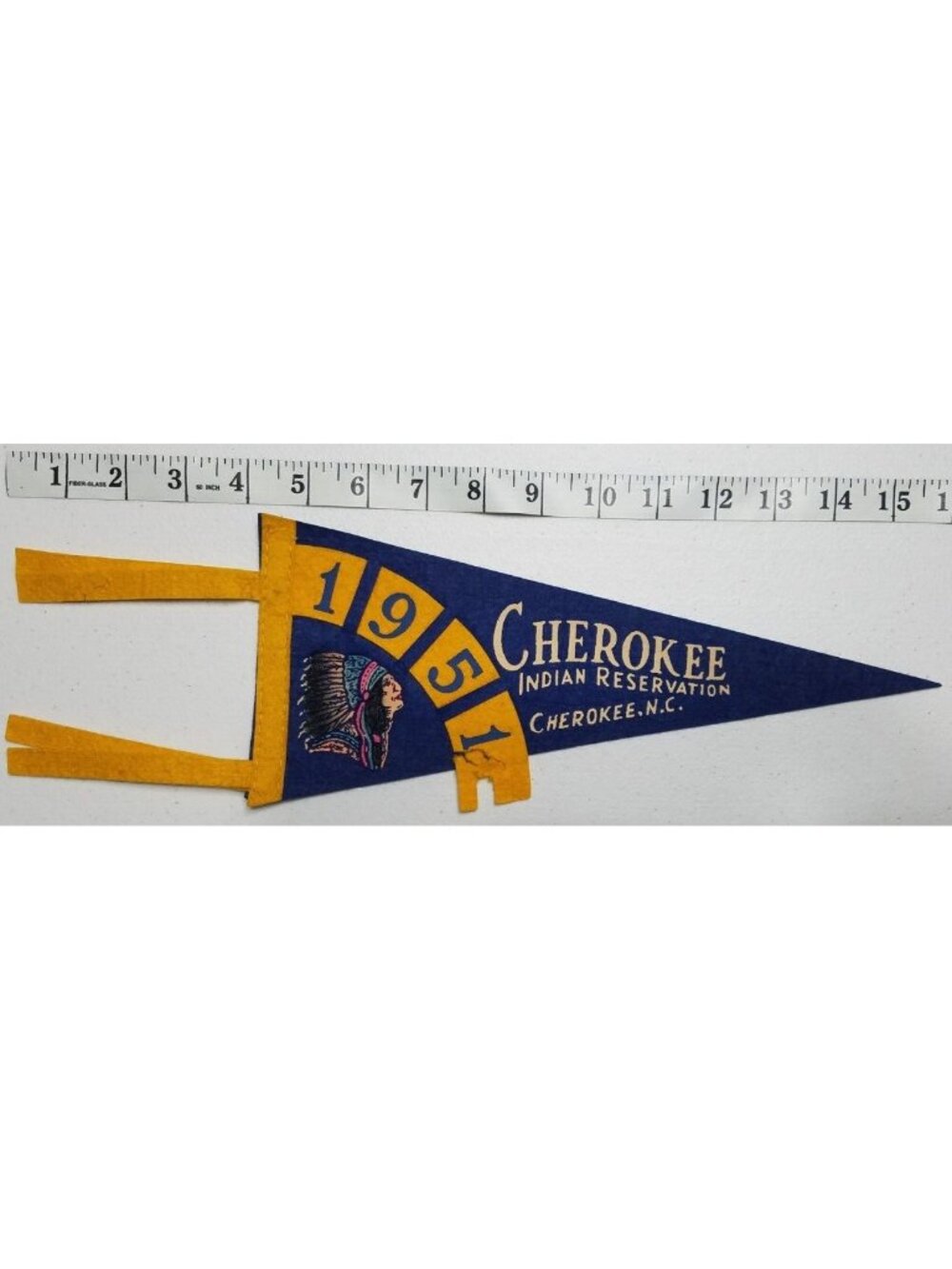 Vtg Felt Pennant 1951 Cherokee Indian Reservation Cherokee N.C Travel Souvenir
